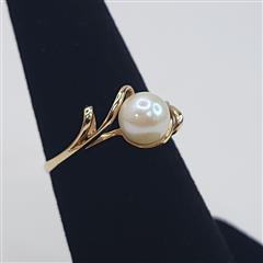 14K YELLOW GOLD SYNTHETIC PEARL RING S1.8G SIZE 7